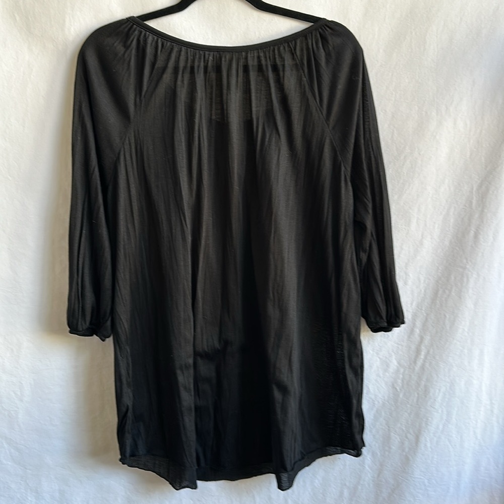 Faded Glory black semi-sheer peasant blouse, size 1X (16W) - Picture 4 of 6